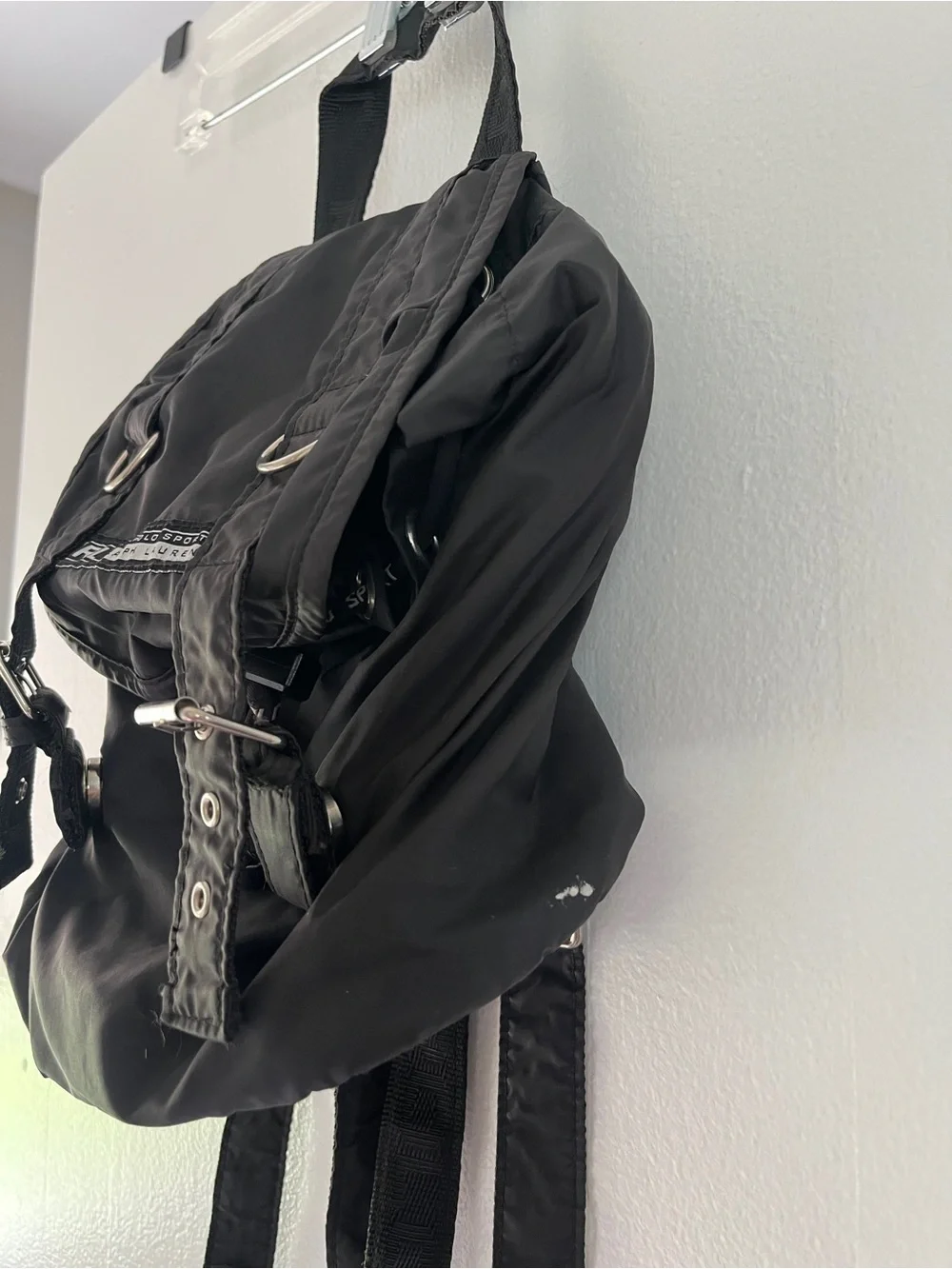 Vintage Ralph Lauren Black Nylon Buckle Backpack